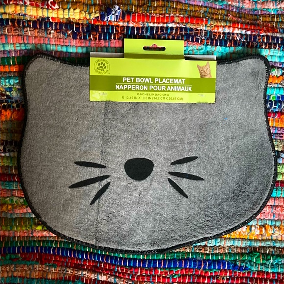 NWT Food Bowl Placement Mat Grey Cat 🤍 - Picture 2 of 4